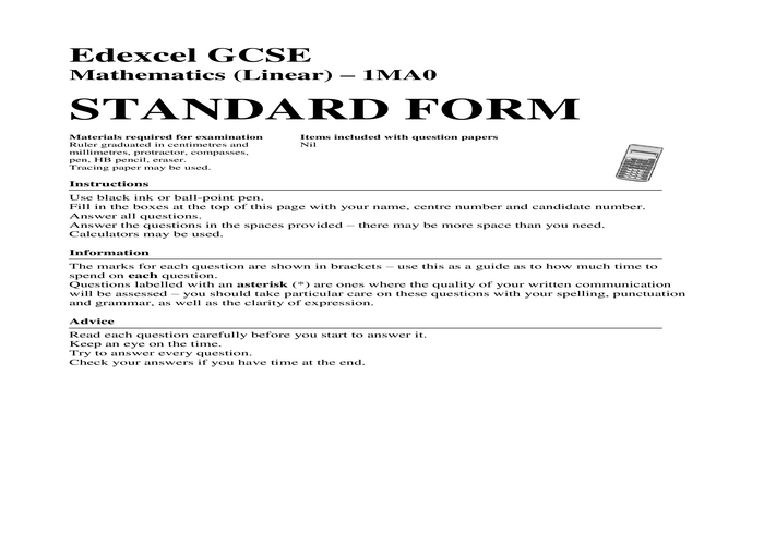 (2) Edexcel Standard form Questions